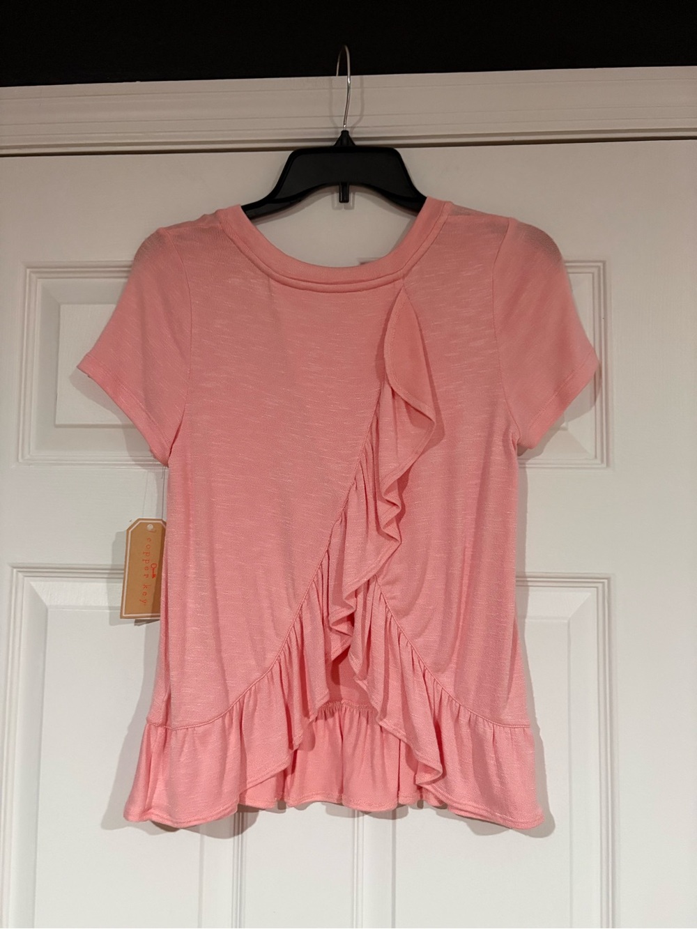 Copper Key Pink Scoop Neck Ruffle Back Tunic - Picture 5 of 5